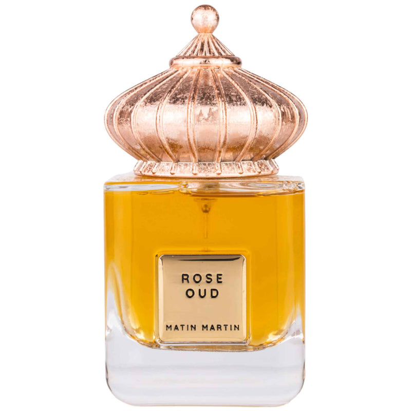 Rose Oud Eau de Parfum 100ml av Matin Martin – en lyxig unisexdoft med ros, oud, saffran och ambra för tidlös elegans.