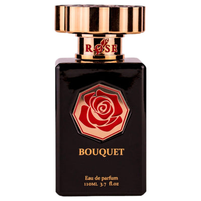 Rose Bouquet Eau de Parfum 110ml från Maison Asrar: en romantisk och elegant doft med blommiga och fruktiga noter för den sofistikerade kvinnan.