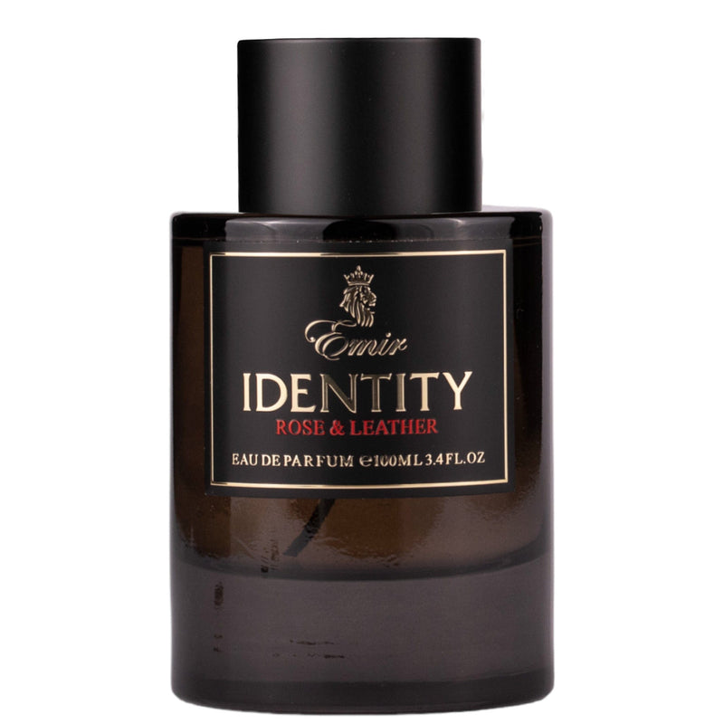 Alt-text: Identity Rose & Leather Eau de Parfum 100ml från Emir - en unisexdoft med eleganta blommiga och lädernoter.
