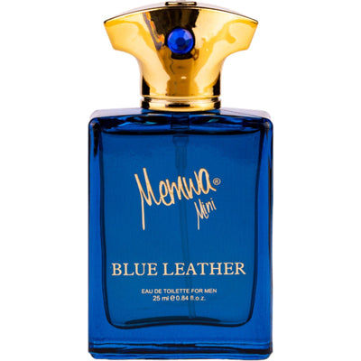 Blue Leather EDT 25ml från Memwa: en djärv, sofistikerad doft för den moderna mannen med citrus, läder och träiga basnoter.