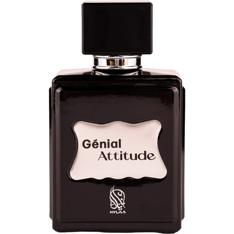 Genial Attitude EDP 100ml av Nylaa - en sofistikerad doft med citrus, kryddor och tränoter för den moderna mannen.