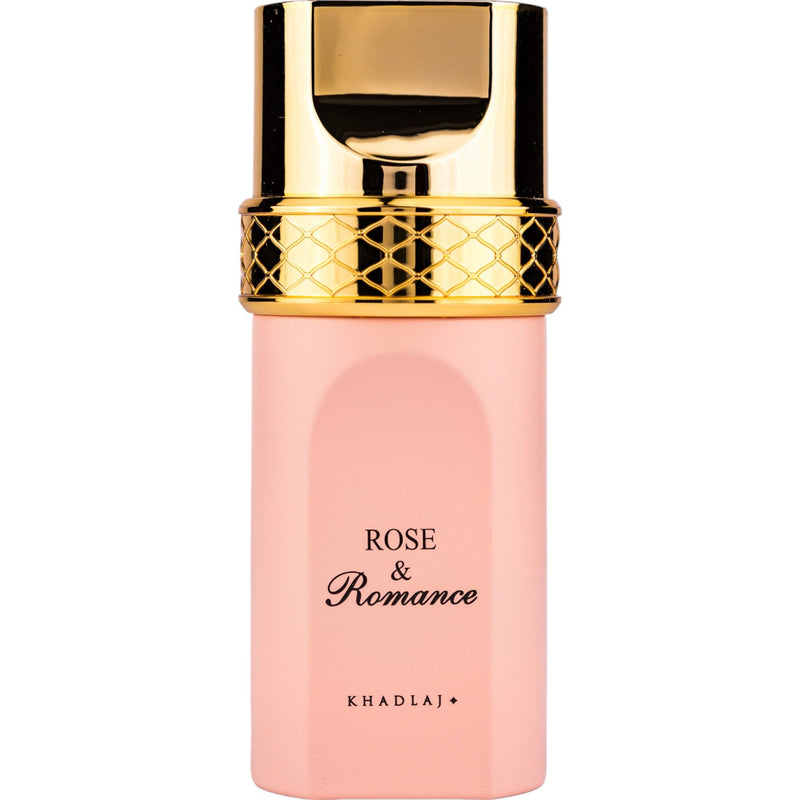 Rose & Romance Eau de Parfum från Khadlaj: en sofistikerad doft med blommiga och träiga noter, perfekt för den moderna kvinnan.