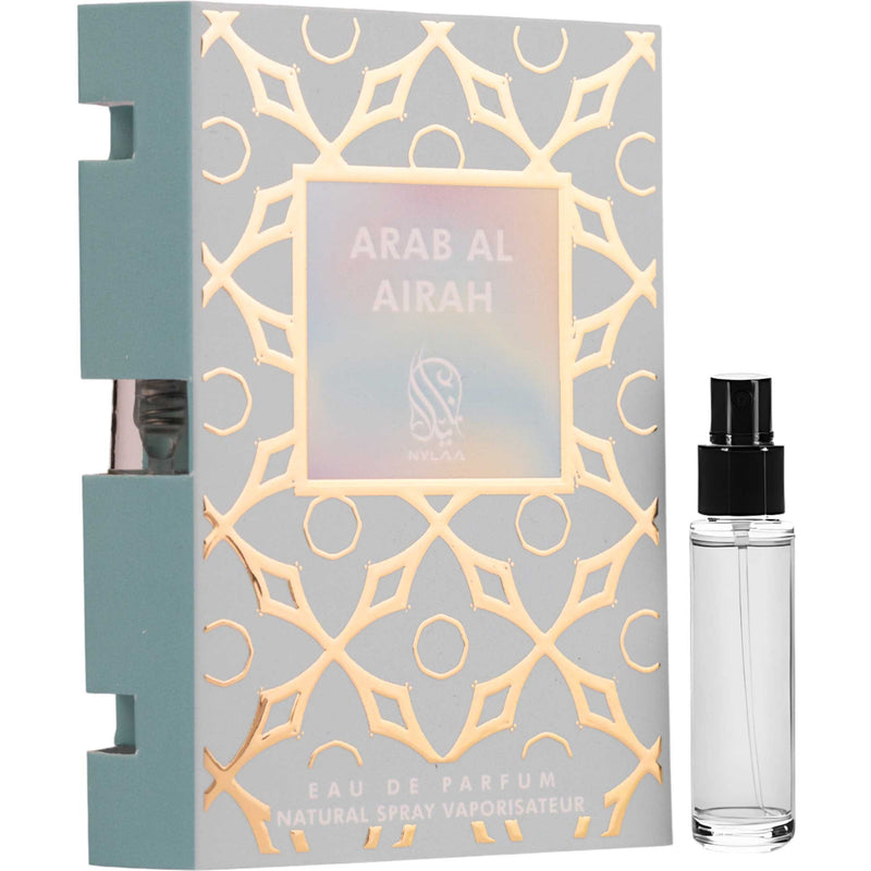 Arab al Airah Eau de Parfum 2ml från Nylaa – en lyxig unisexdoft med orientaliska och träiga noter för tidlös elegans.
