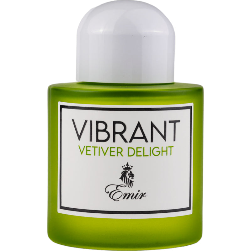 Vibrant Vetiver Delight Eau de Parfum 100ml från Emir: en elegant och frisk doft med vetiver, citrus och tränoter.