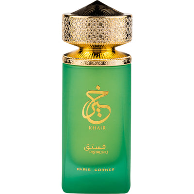 Khair Pistachio Eau de Parfum 100ml från Paris Corner – en lyxig gourmanddoft med pistage, vanilj och sandelträ för eleganta stunder.