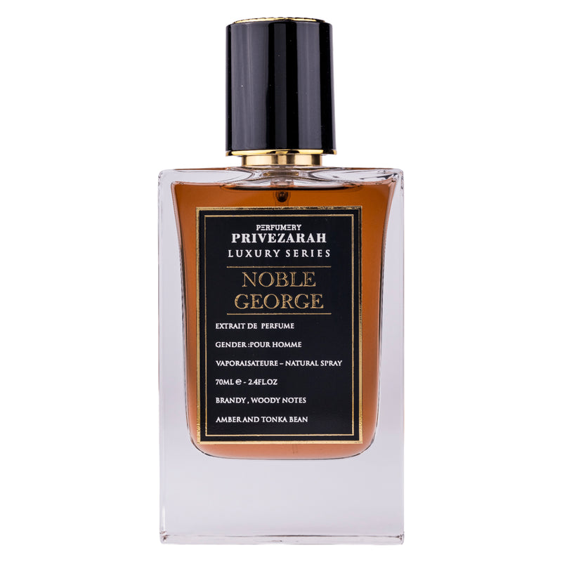 Noble George Eau de Parfum 70ml från Privezarah: En maskulin, tidlös doft med citrus, kryddor och tränoter för den moderna gentlemannen.