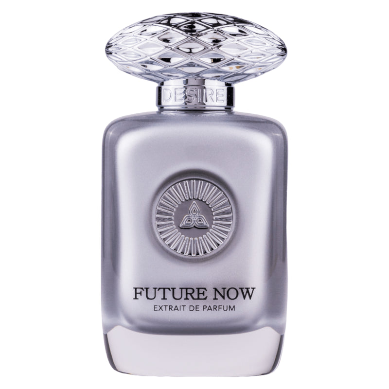 Future Now Extrait de Parfum 100ml från Auraa Desire – en unisexdoft med citrus, blommor och sandelträ för modern elegans.