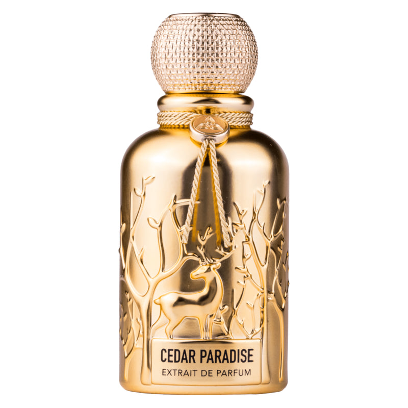 Cedar Paradise Extrait de Parfum 100ml från Auraa Desire – en elegant, maskulin doft med ceder och citrusnoter.