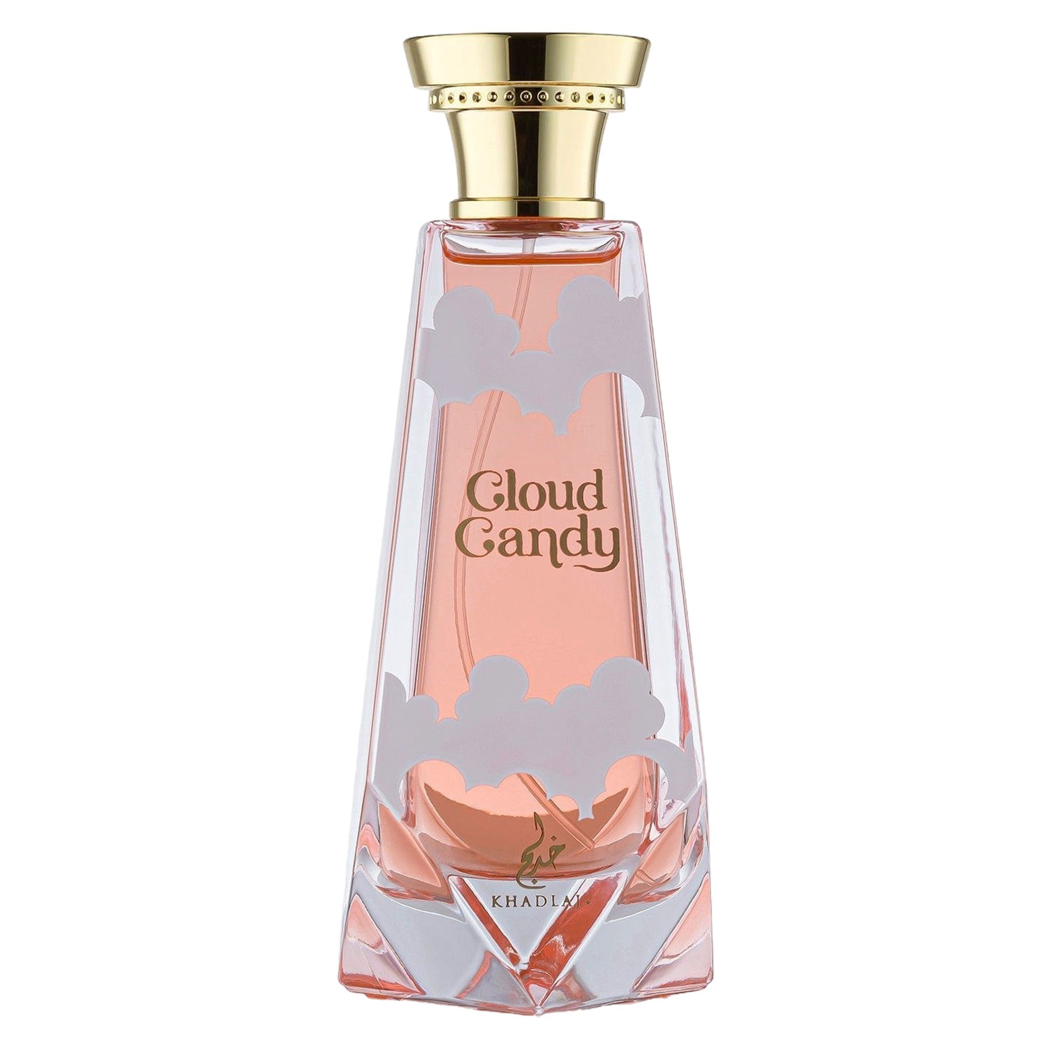 Cloud Candy Extract de Parfum 100ml från Khadlaj sprider en söt, drömlik doft av sockervadd och blommor, perfekt för romantiska stunder.