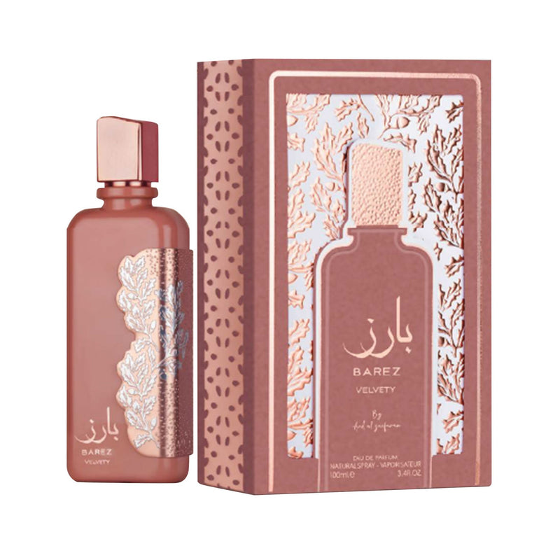 Barez Velvety Eau de Parfum 100ml från Ard Al Zaafaran erbjuder en lyxig doft av blommor och trä, som omfamnar sinnena med elegans.