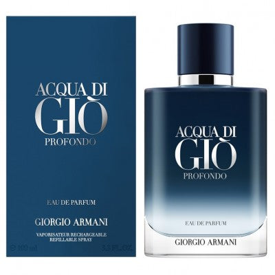 Acqua di Gio Profondo Eau de Parfum 100ml från Giorgio Armani: en intensivt fräsch, maskulin doft med marina noter och djupa, eleganta toner.